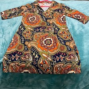 Jude Connally Navy blue with design long sleeve dress Size XL